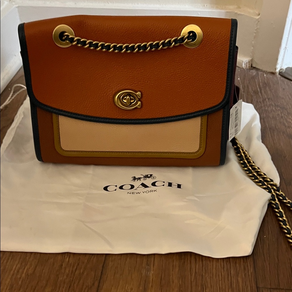 Coach Orange and Cream Shoulder Bag